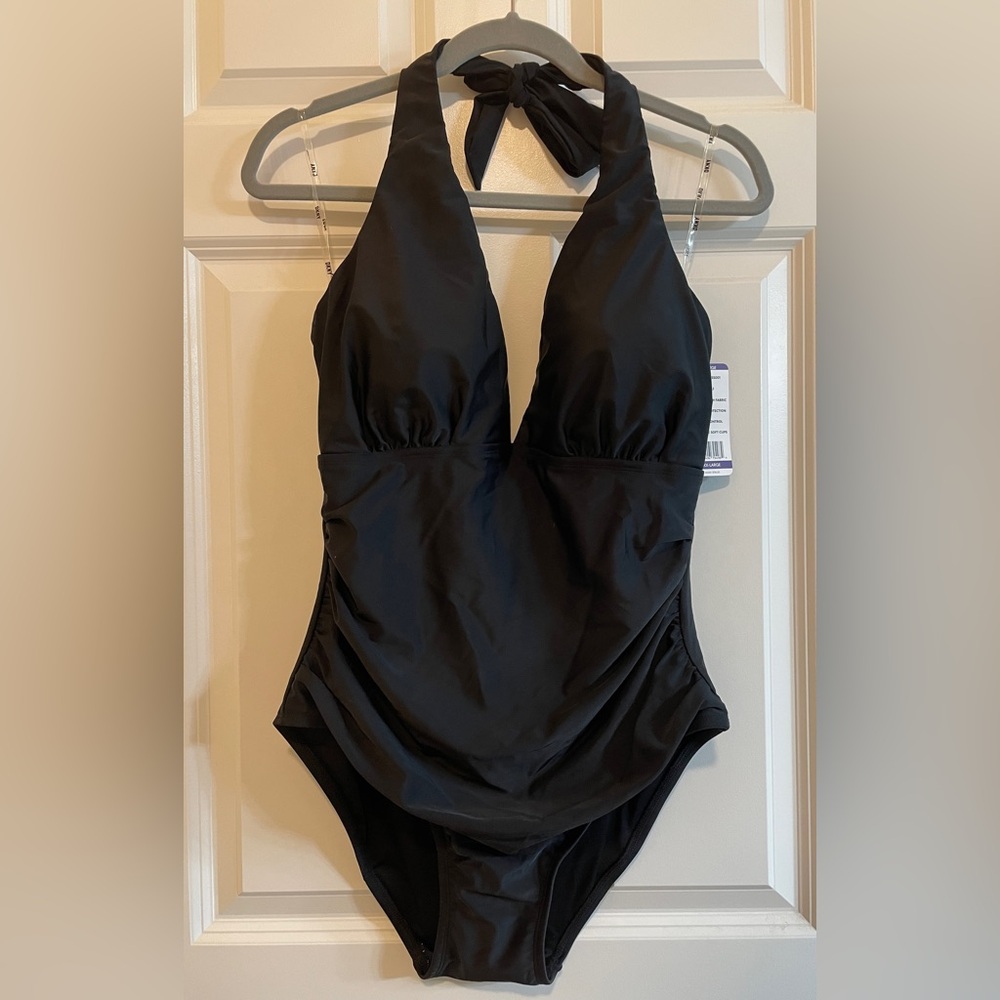 DKNY Elegant Black Halter Swimsuit